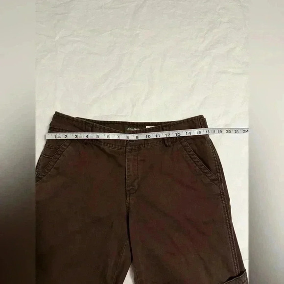 Eddie Bauer Cargo Chino Pants Womens Brown Straight Leg Pockets Mid Rise - Picture 5 of 8